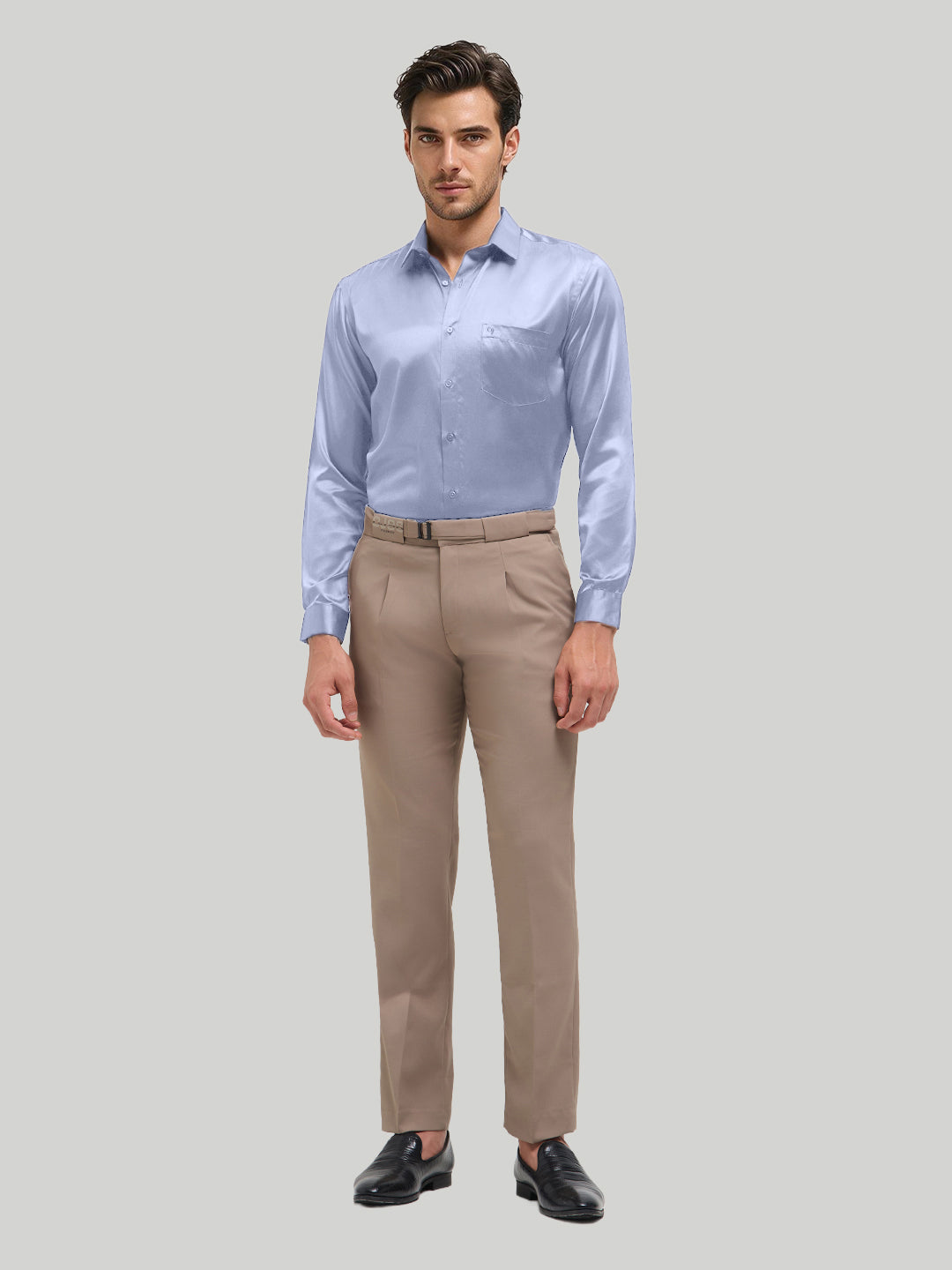 Blue Whisper Plain Satin Formal Shirt