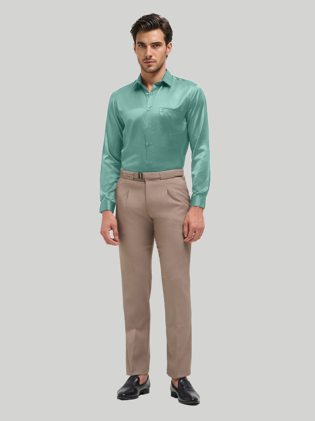 Aqua Horizon Plain Satin Formal Shirt