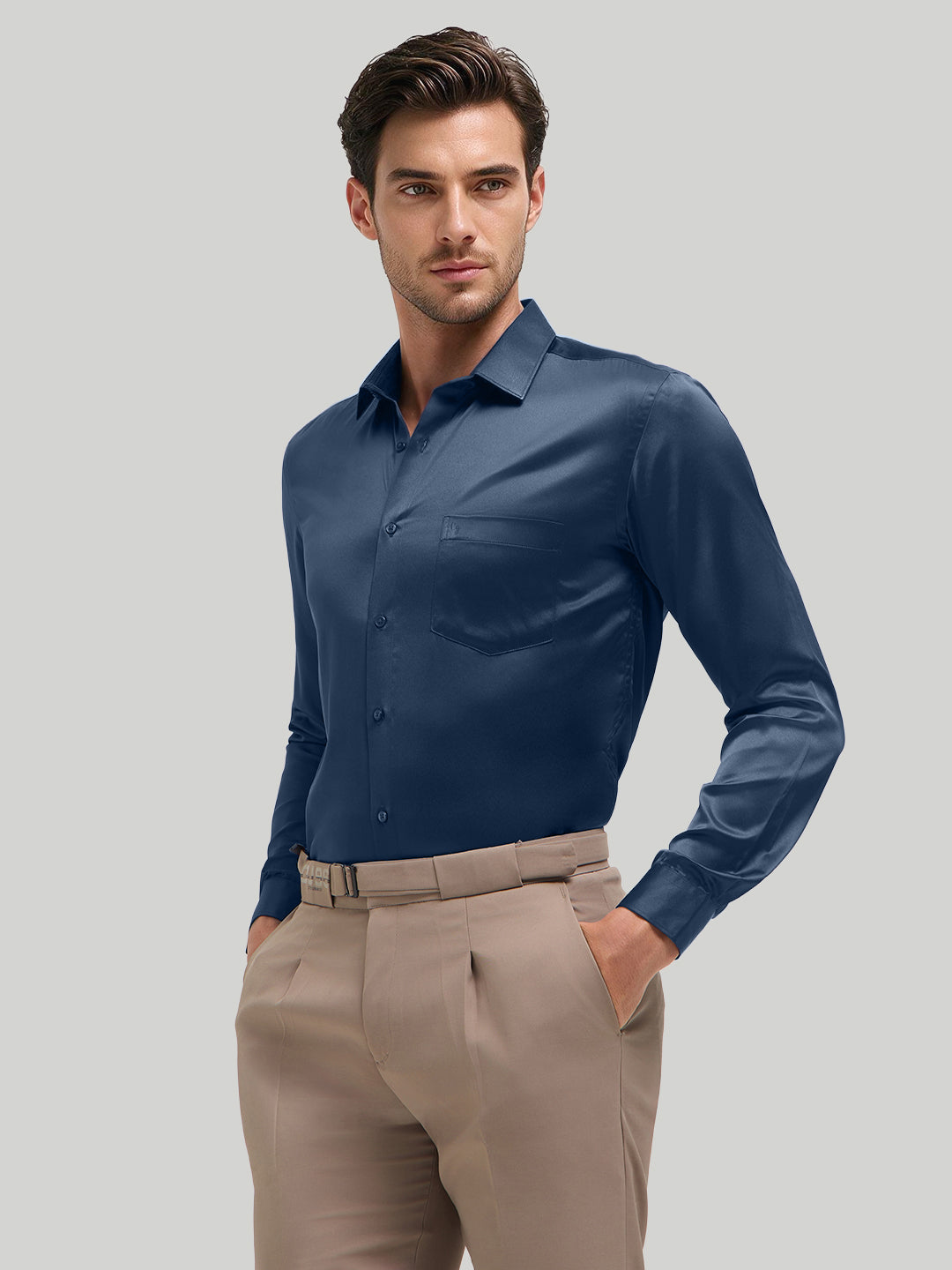 Ocean Crest Plain Satin Formal Shirt