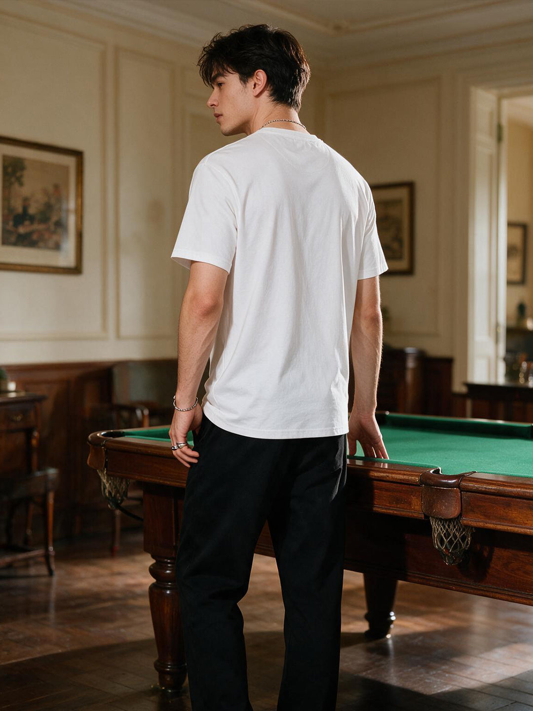 White Printed Crew Neck T Shirt