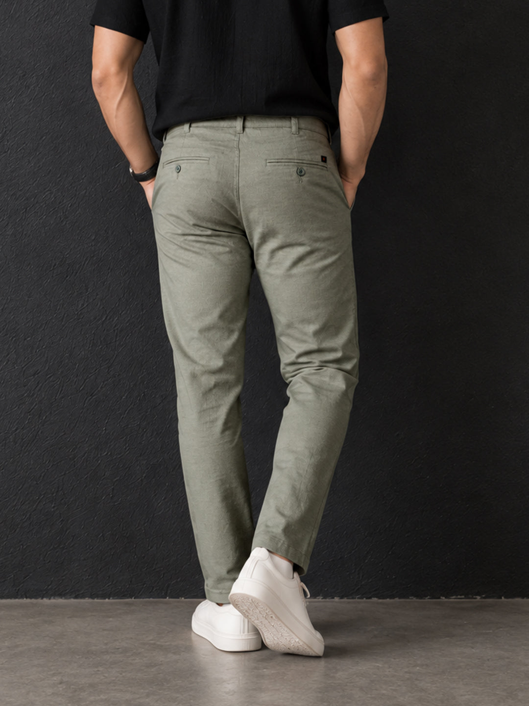 Silver Pista Solid Casual Trousers