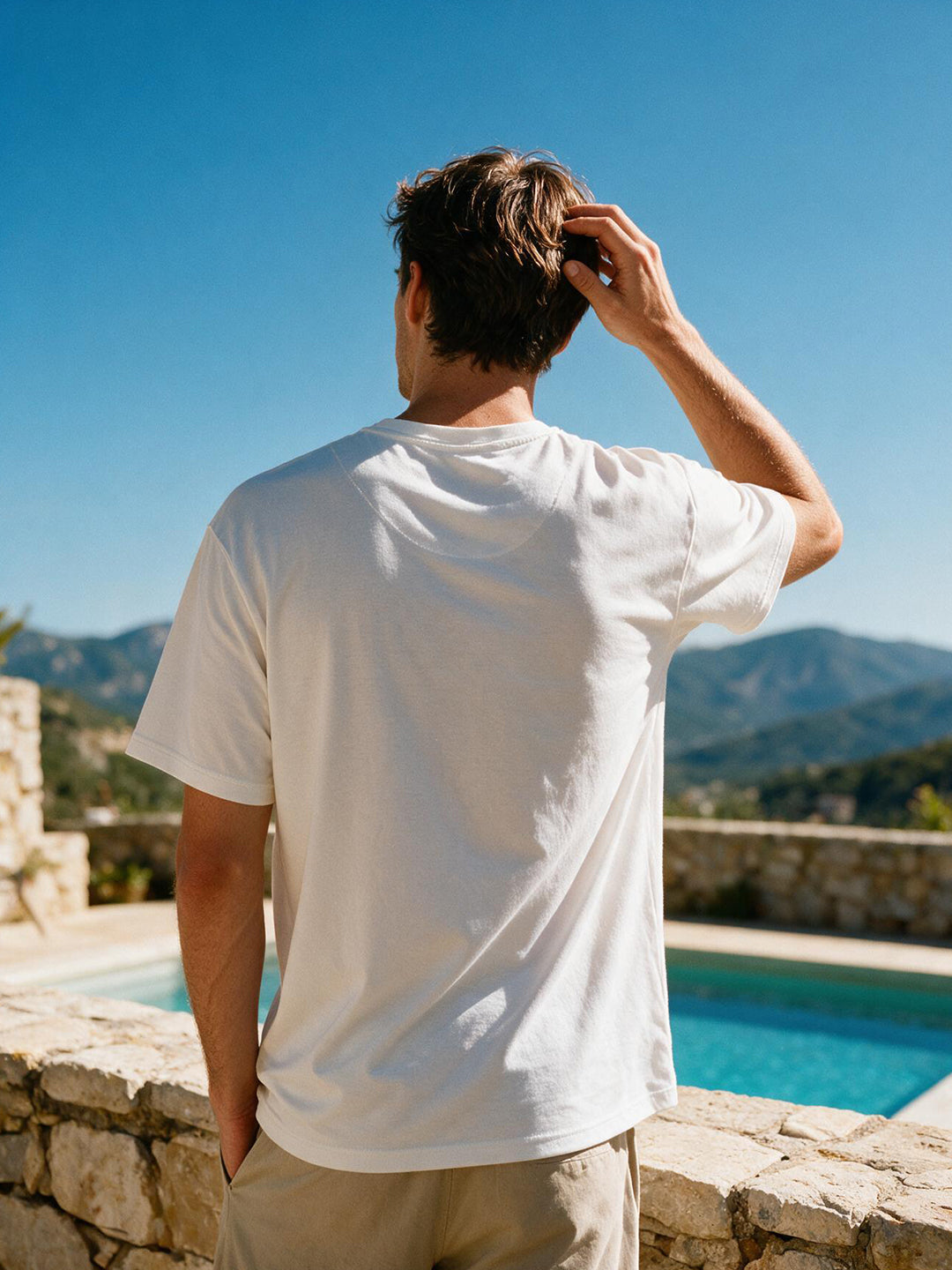 Cream White Printed Crew Neck T Shirt