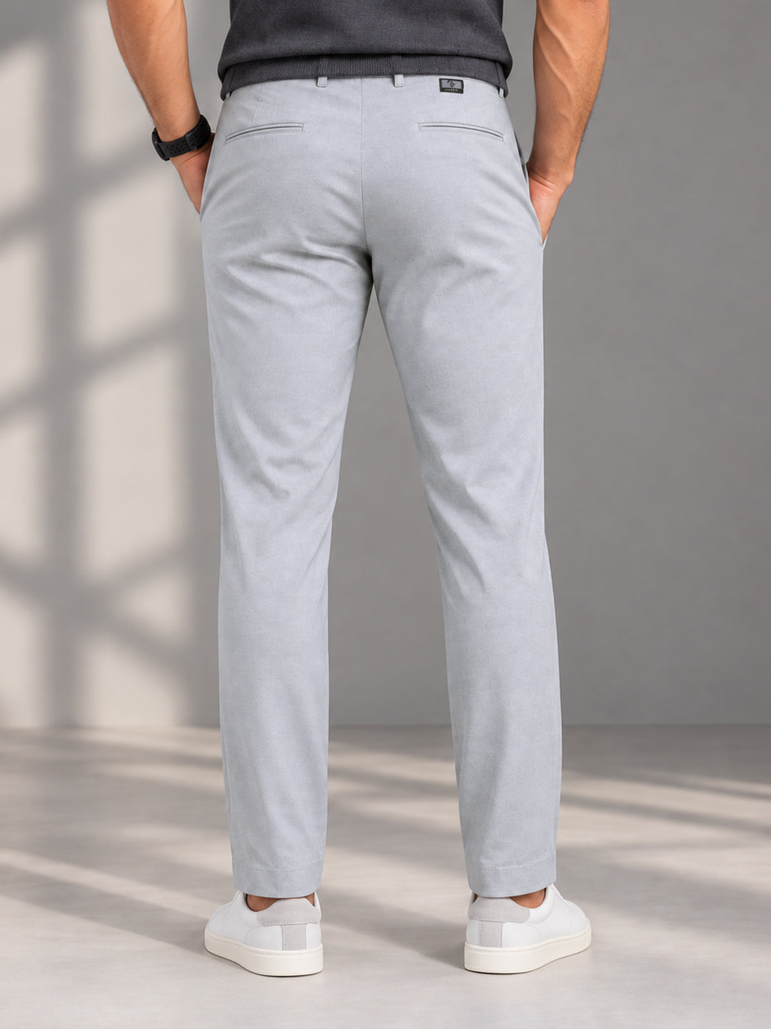 Light Grey Solid Casual Trousers