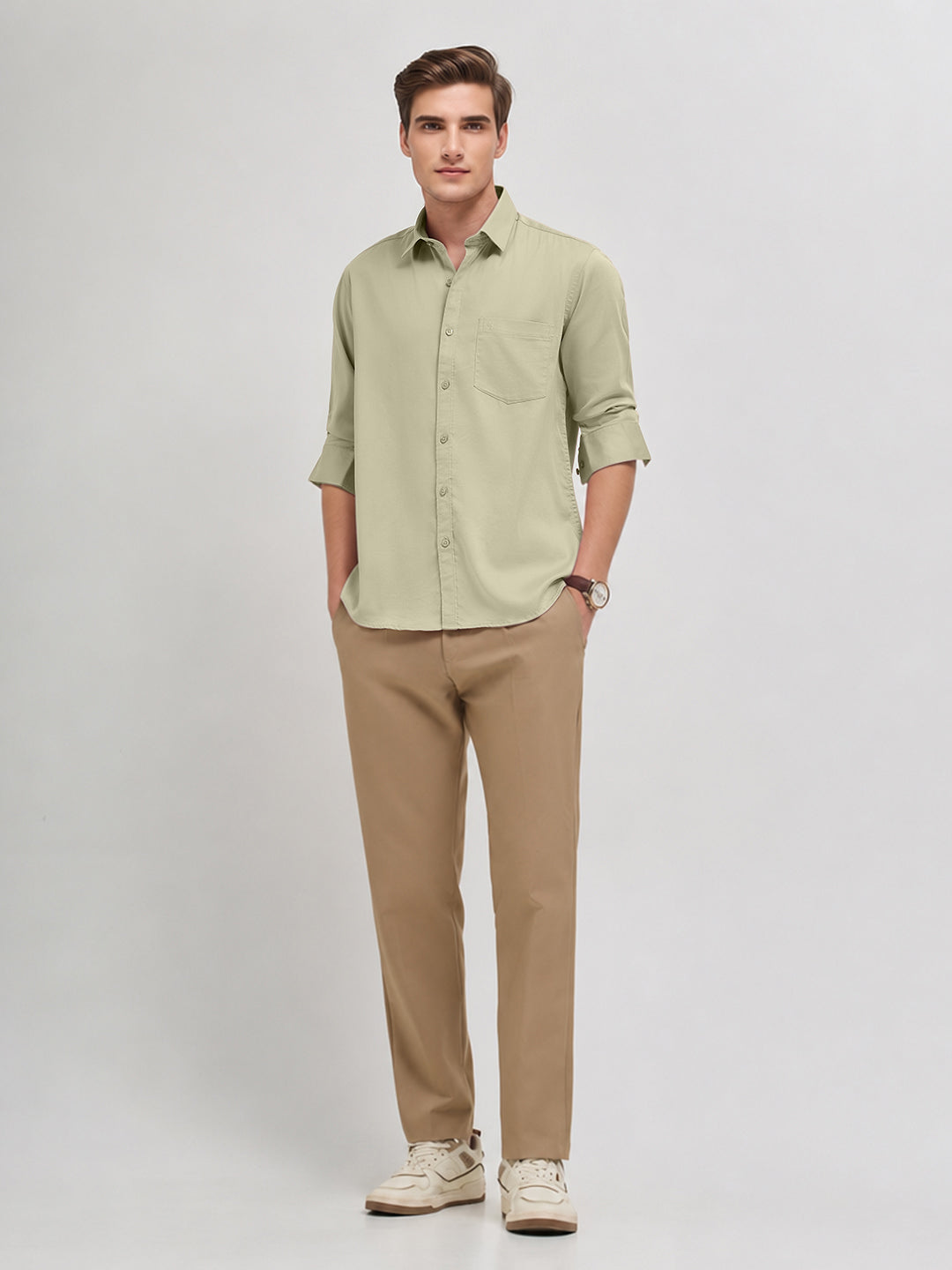 Frosted Sage Plain Casual Shirt