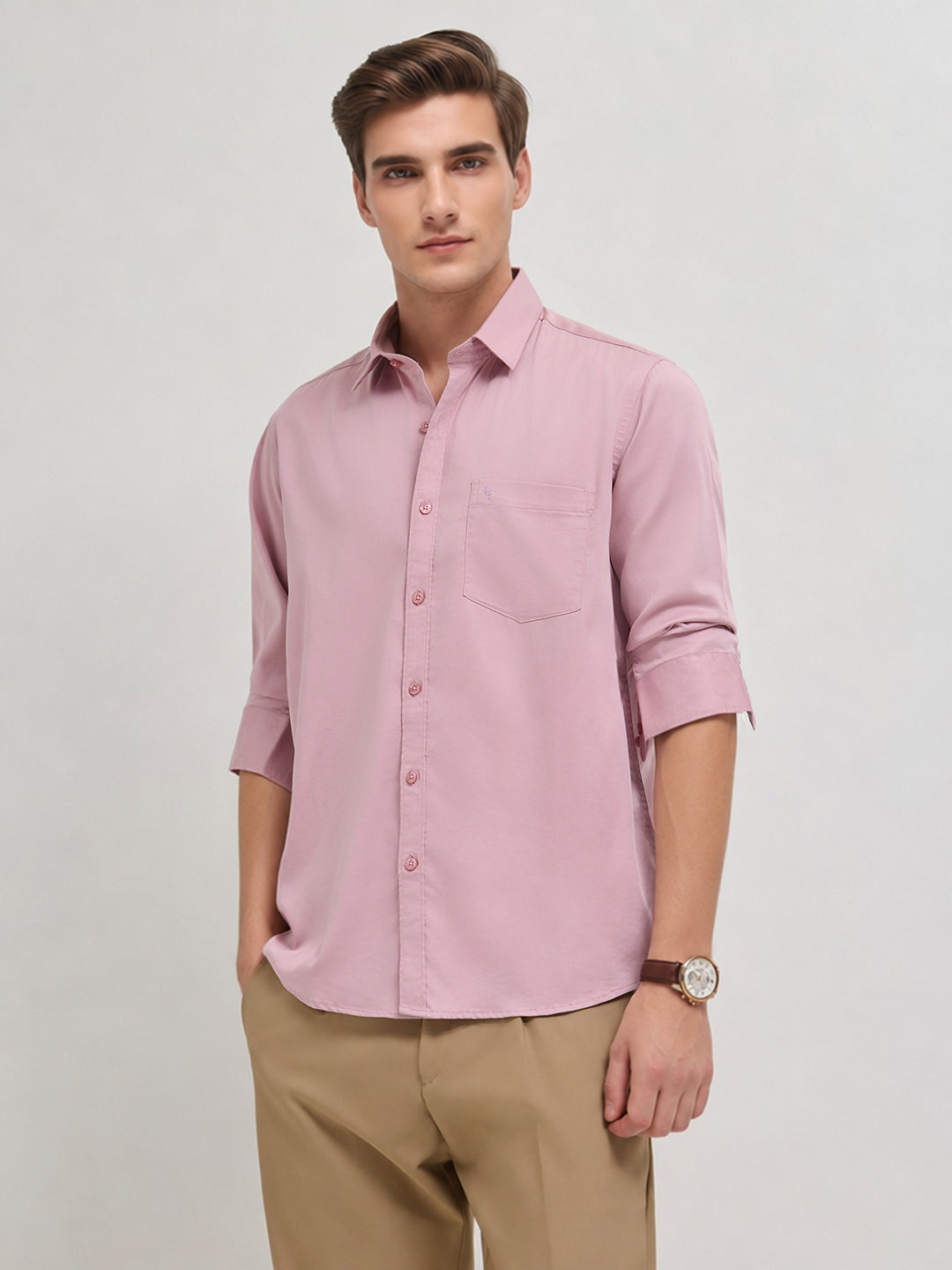 Mauve Orchid Plain Casual Shirt
