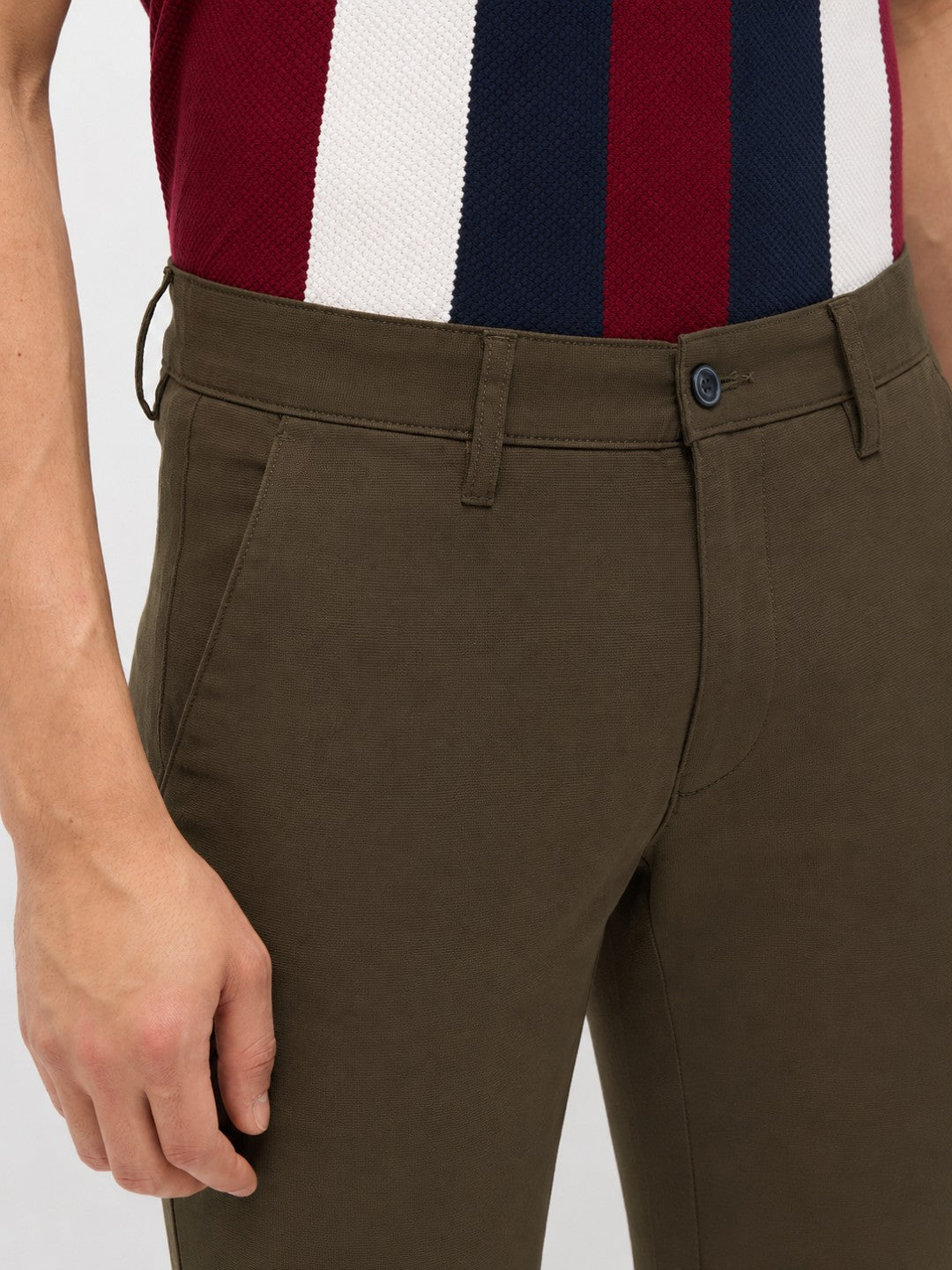 Sage Grey Solid Casual Trousers
