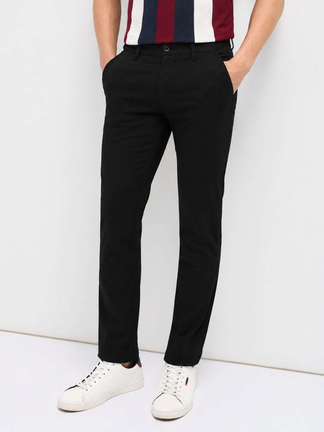 Black Solid Casual Trousers