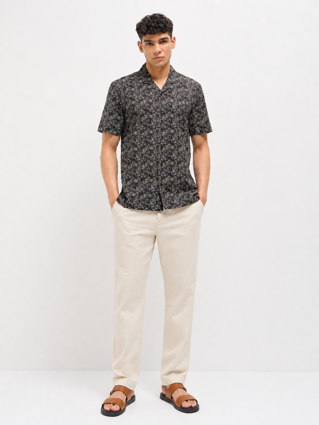Black Abstract Printed Casual Shirt