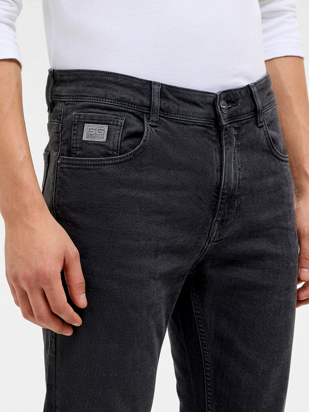 Dark Grey Casual Denim Trousers