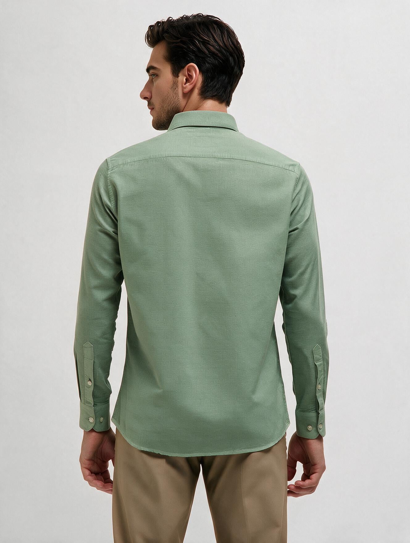 Sage Green Plain Casual Shirt
