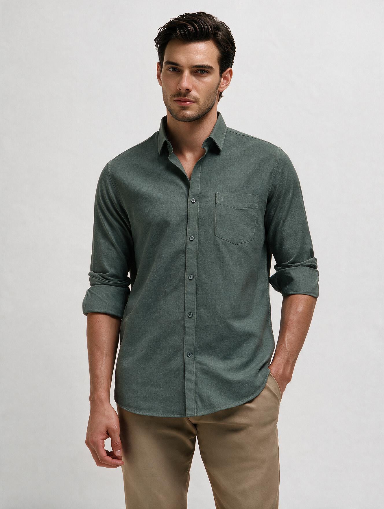 Sage Stone Plain Casual Shirt