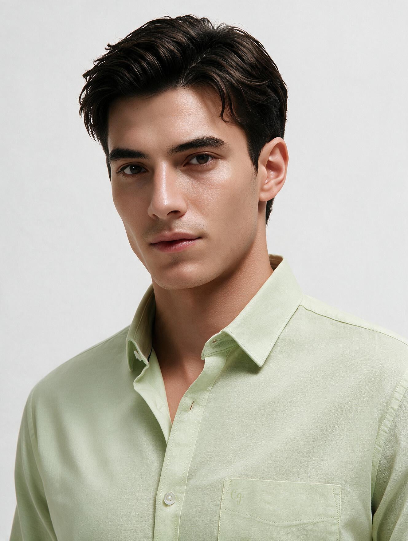 Willow Green Plain Casual Shirt
