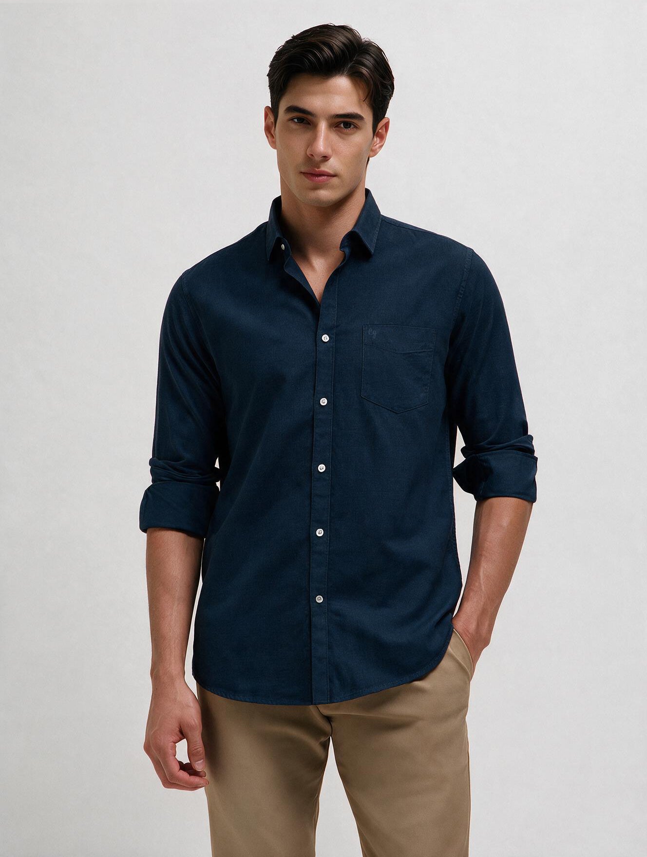 Royal Indigo Plain Casual Shirt
