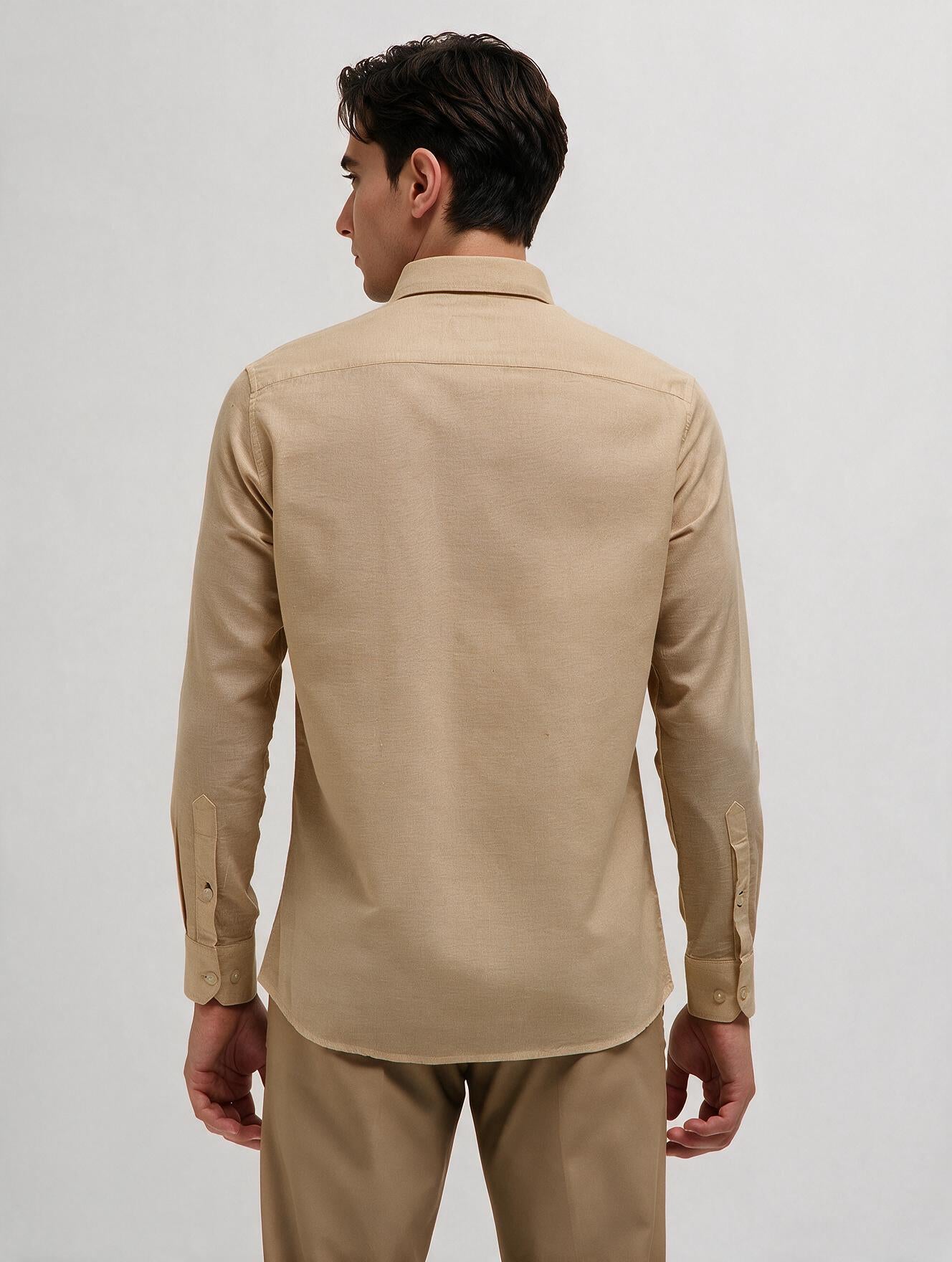 Linen Sand Plain Casual Shirt