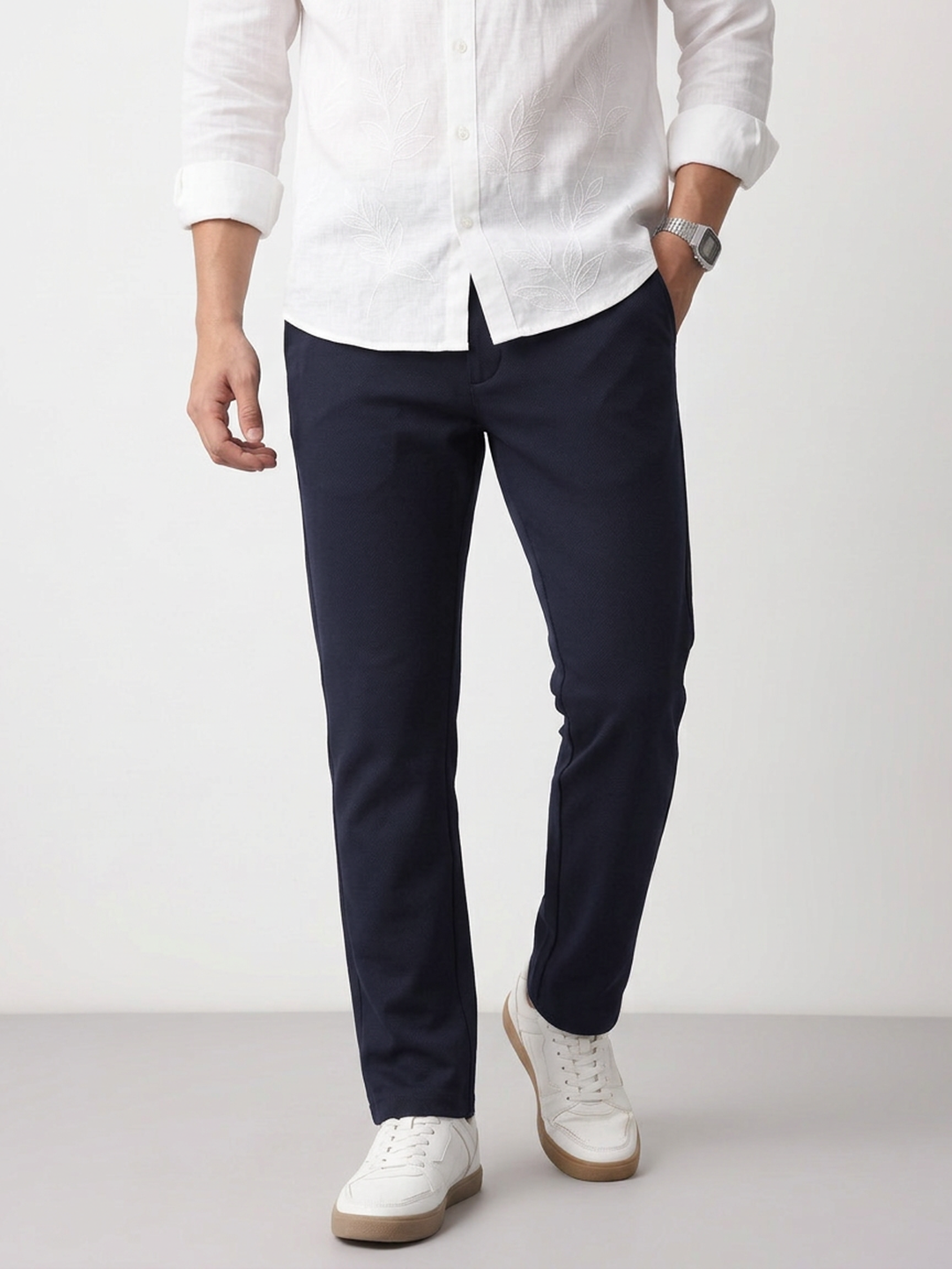 Ink Navy Solid Casual Trousers