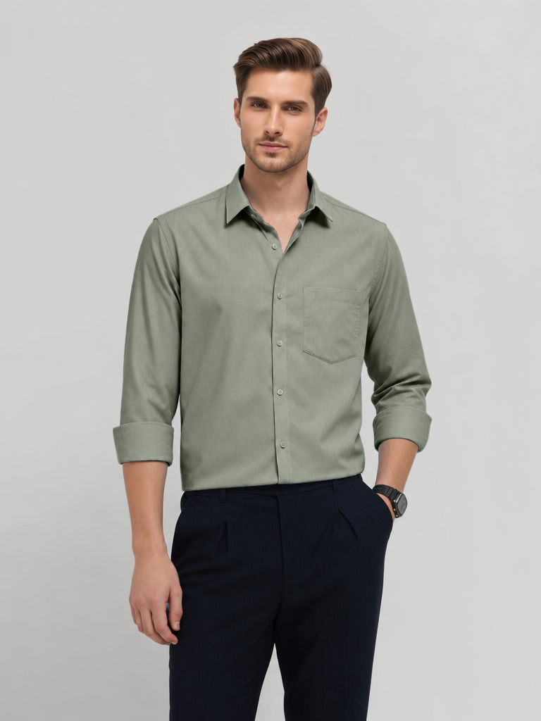 Pistachio Green Plain Formal Shirt