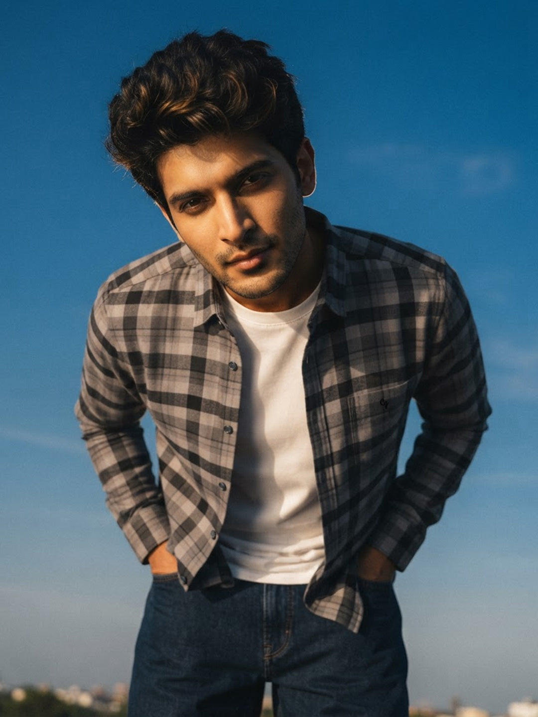 Slate Grey Checked Casual Shirt