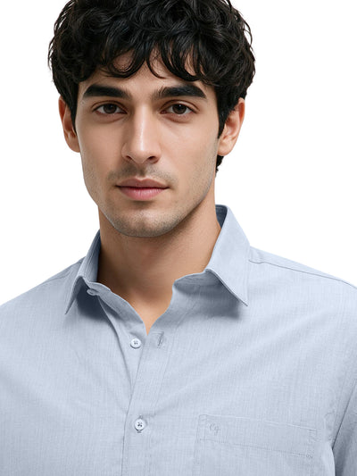 Silver Blue Plain Formal Shirt