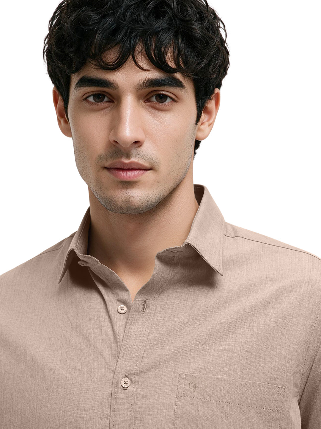 Sandstone Beige Plain Formal Shirt