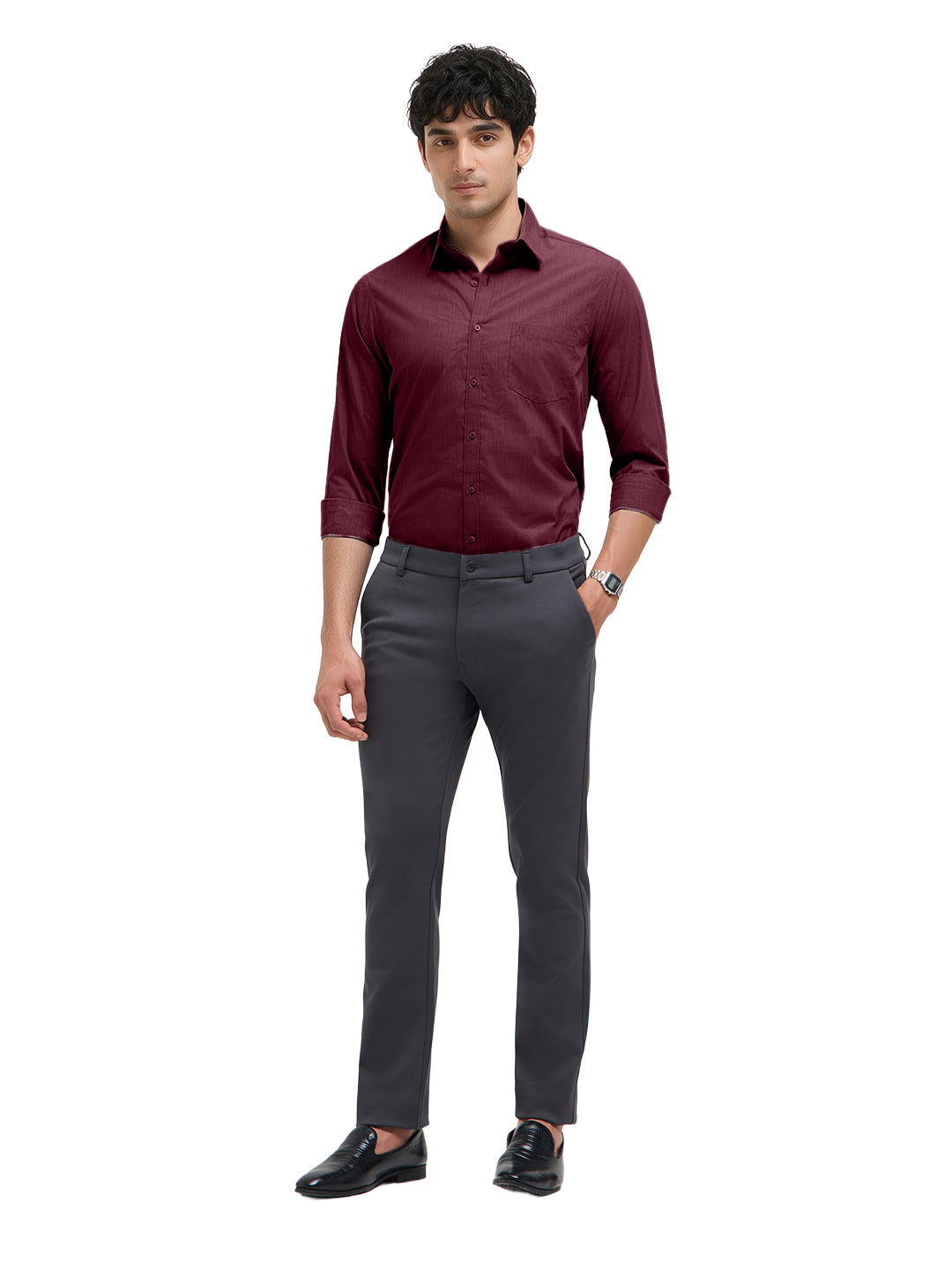 Mulberry Wine Plain Formal Shirt