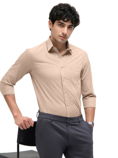 Classic Beige Plain Formal Shirt
