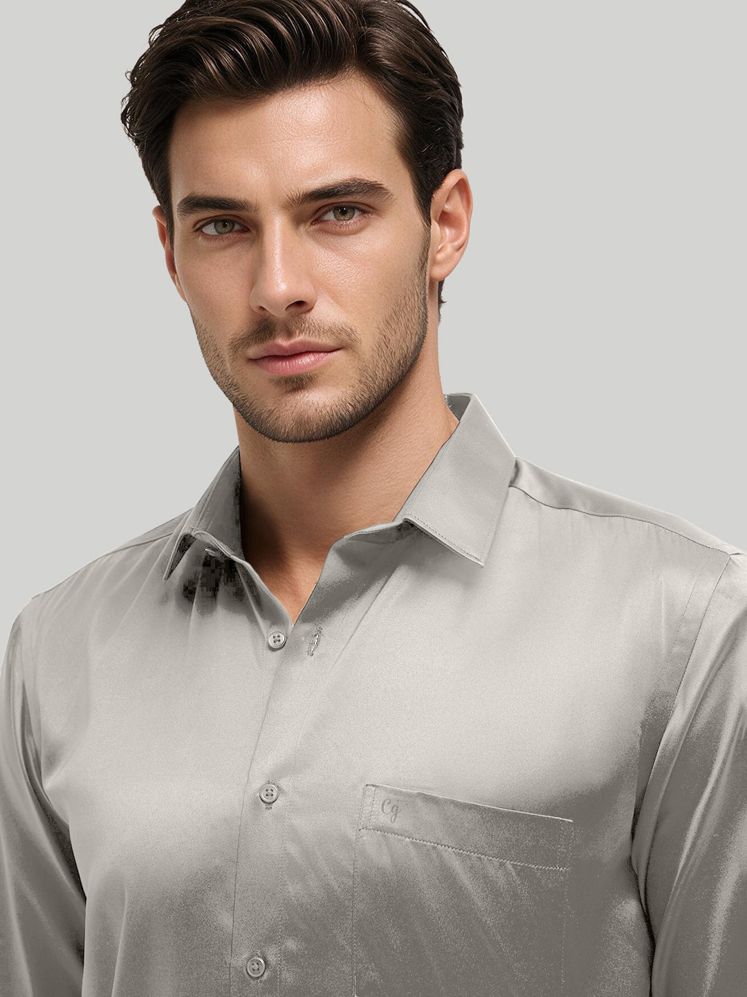 Cloud Mist Plain Satin Formal Shirt