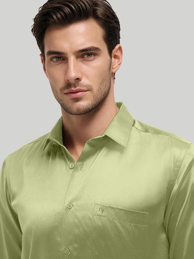 Olive Frost Plain Satin Formal Shirt