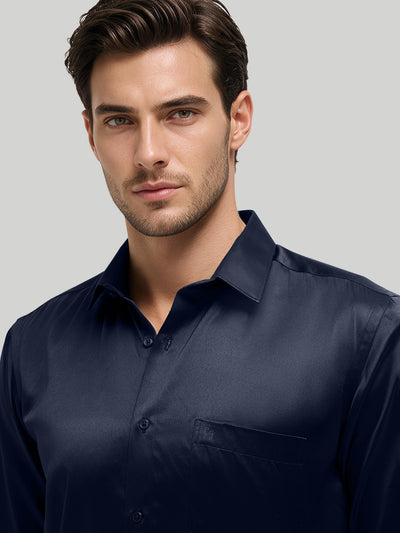 Shadow Indigo Plain Satin Formal Shirt