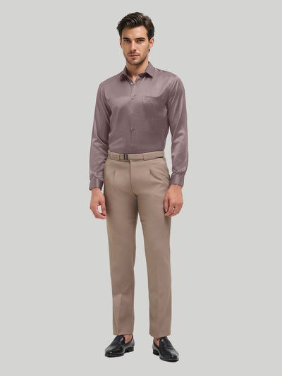 Ash Mocha Plain Satin Formal Shirt