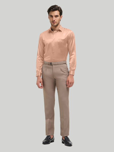 Coral Beige Plain Satin Formal Shirt