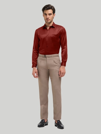 Ruby Red Plain Satin Formal Shirt