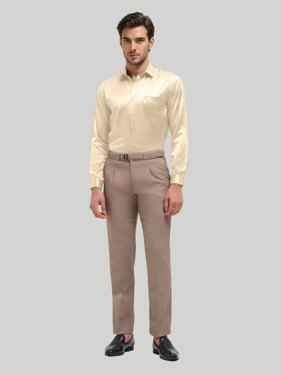 Butter Cream Plain Satin Formal Shirt
