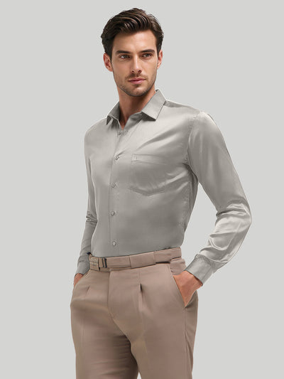 Cloud Mist Plain Satin Formal Shirt