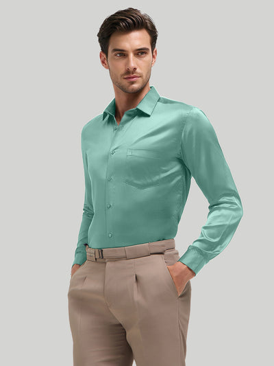 Aqua Horizon Plain Satin Formal Shirt
