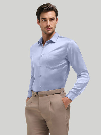 Blue Whisper Plain Satin Formal Shirt