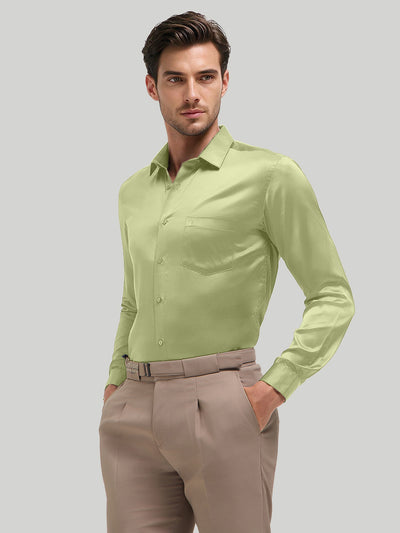 Olive Frost Plain Satin Formal Shirt