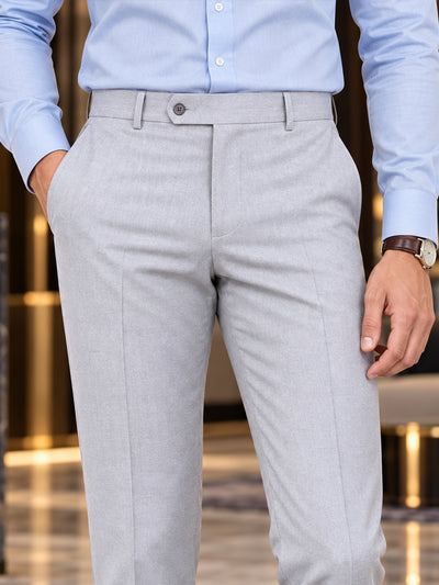 Grey Solid Formal Trousers