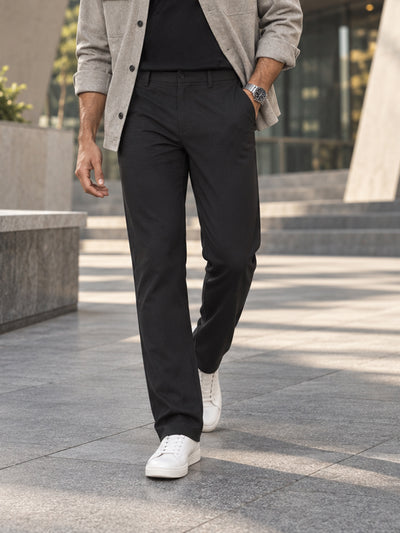 Ink Black Solid Casual Trousers