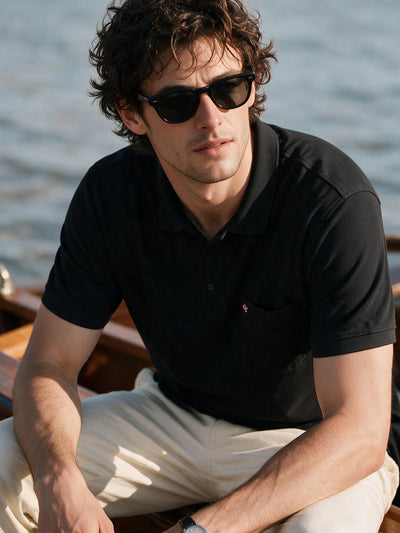 Charcoal Black Solid Polo t Shirt
