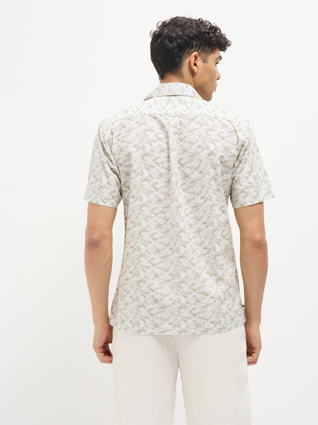 Light Beige Geometirc Printed Casual Shirt