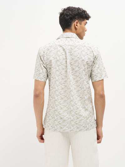 Light Beige Geometirc Printed Casual Shirt