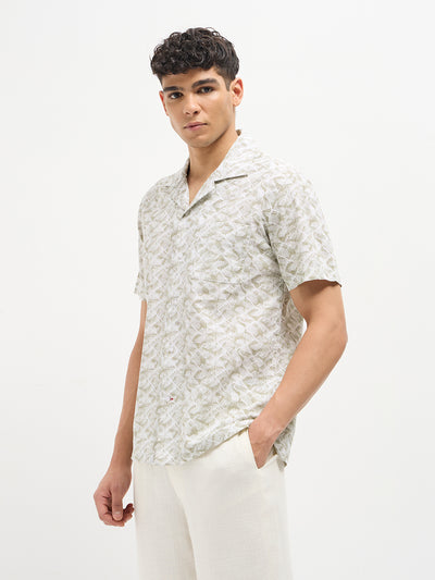 Light Beige Geometirc Printed Casual Shirt