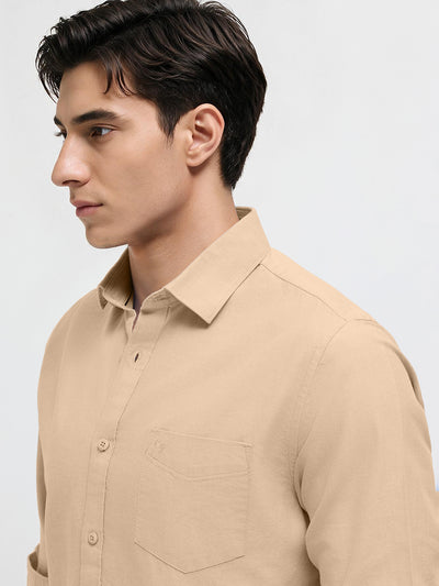 Ash Beige Plain Formal Shirt