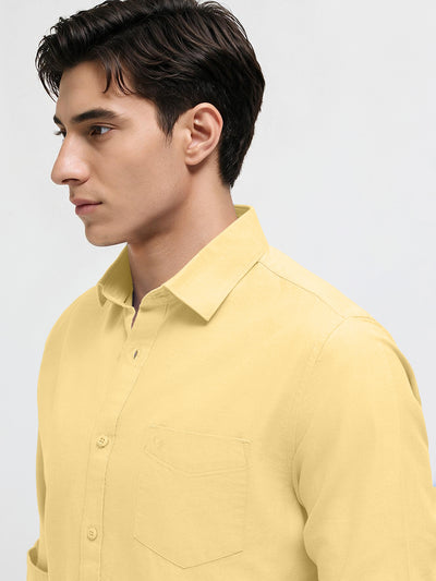 Pale Yellow Plain Formal Shirt