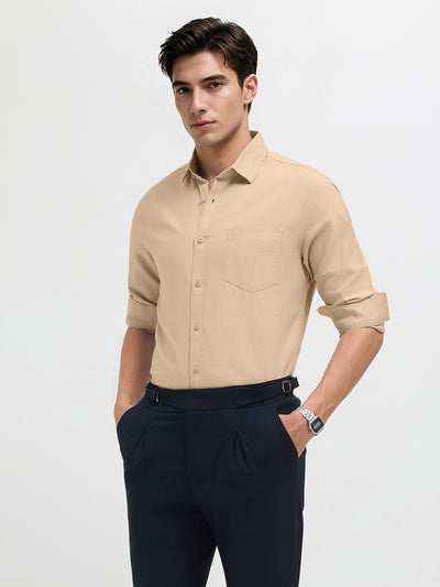 Ash Beige Plain Formal Shirt