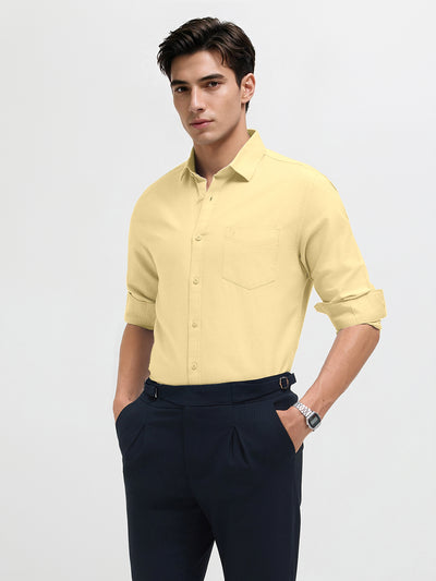Pale Yellow Plain Formal Shirt