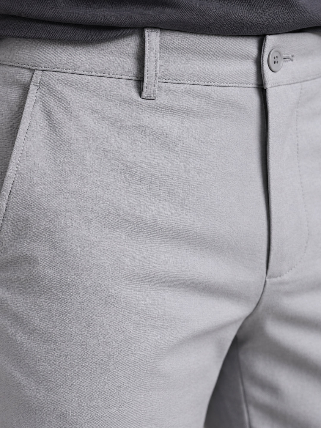 Light Grey Solid Casual Trousers