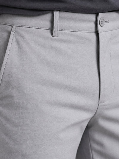 Light Grey Solid Casual Trousers