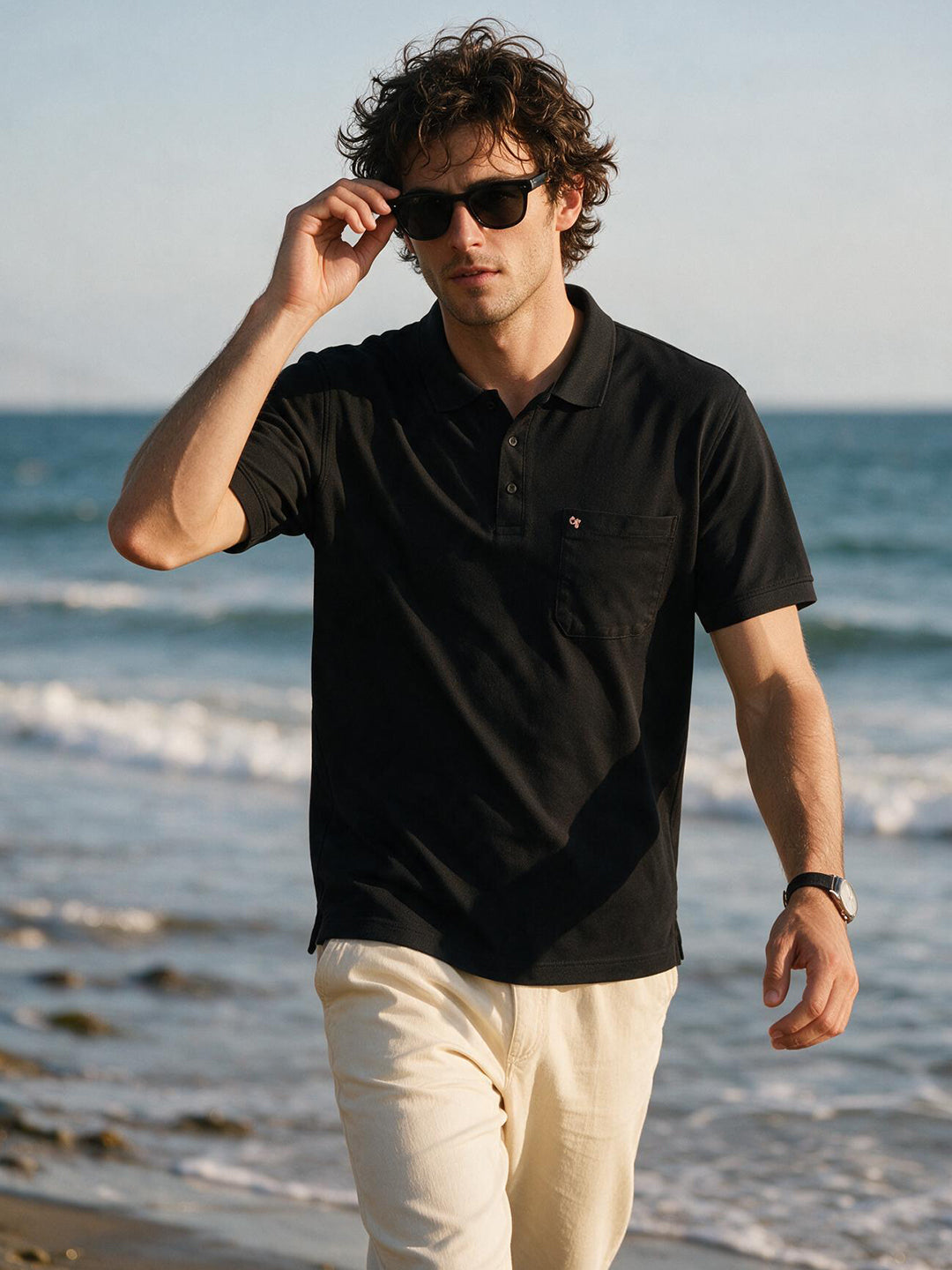 Charcoal Black Solid Polo t Shirt