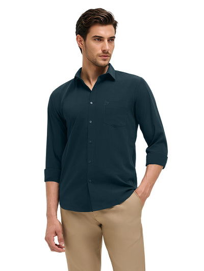 Aegean Teal Plain Casual Shirt